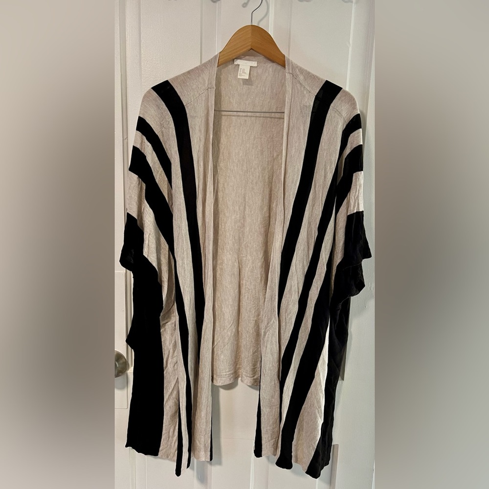 H&M Neutral Stripes Medium Length Cardigan